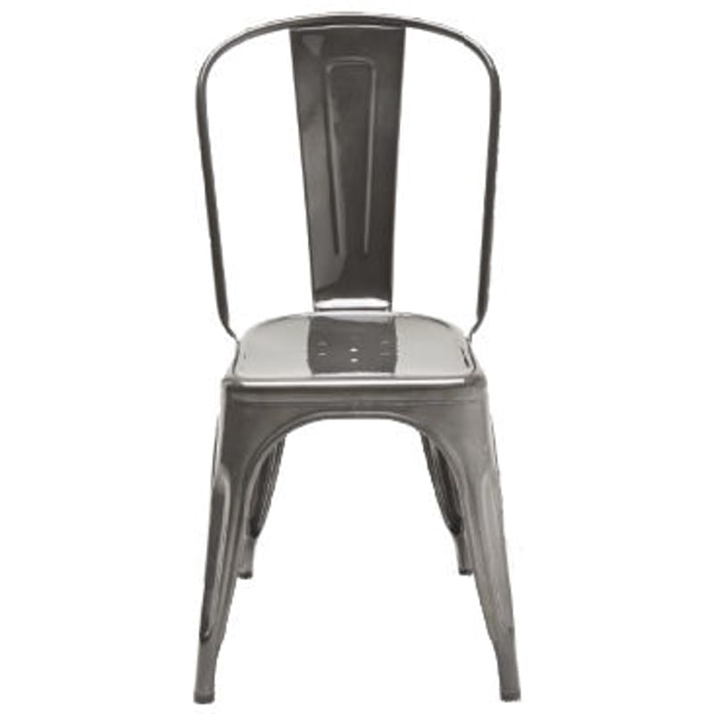 Mobilier - Chaises, fauteuils de salle à manger - Chaise empilable A Outdoor métal / Inox brut - Pour l\'extérieur - Tolix - Acier brut verni gris lasure - Acier inoxydable brut verni lasuré