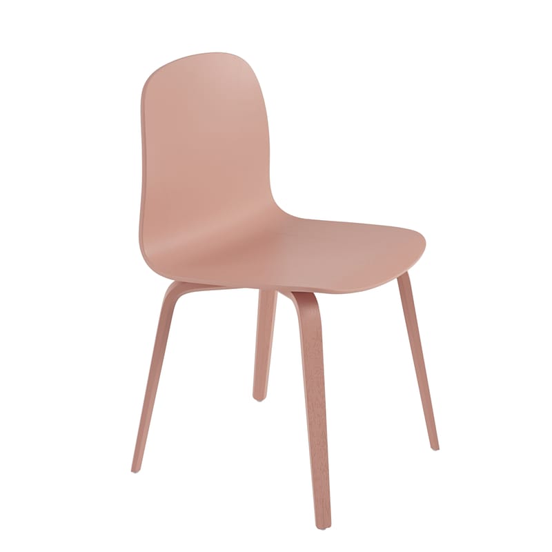 Mobilier - Chaises, fauteuils de salle à manger - Chaise Visu bois rose / Pieds bois - Muuto - Rose pâle - Contreplaqué de chêne