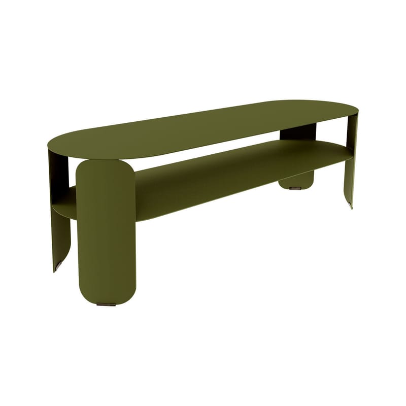 Mobilier - Tables basses - Console basse Bebop métal vert / 120 x 40 x H 42 cm - Fermob - Pesto - Acier, Aluminium