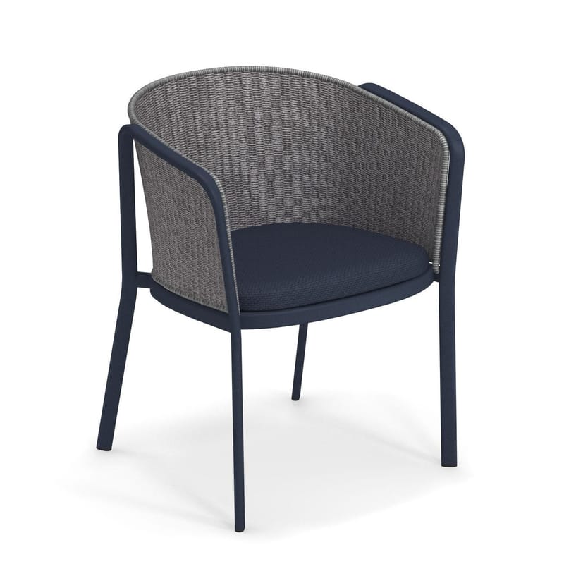 Mobilier - Chaises, fauteuils de salle à manger - Fauteuil Carousel / Corde synthétique - Emu - Bleu foncé / Corde grise - Aluminium, Corde synthétique