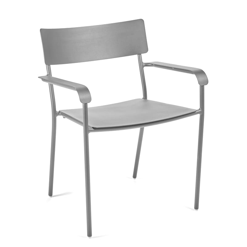 Mobilier - Chaises, fauteuils de salle à manger - Fauteuil empilable August métal gris / Aluminium - Serax - Gris - Aluminium thermolaqué