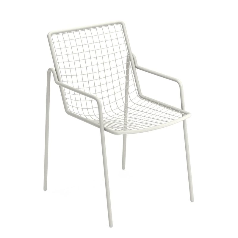 Mobilier - Chaises, fauteuils de salle à manger - Fauteuil empilable Rio R50 métal blanc - Emu - Blanc mat - Acier
