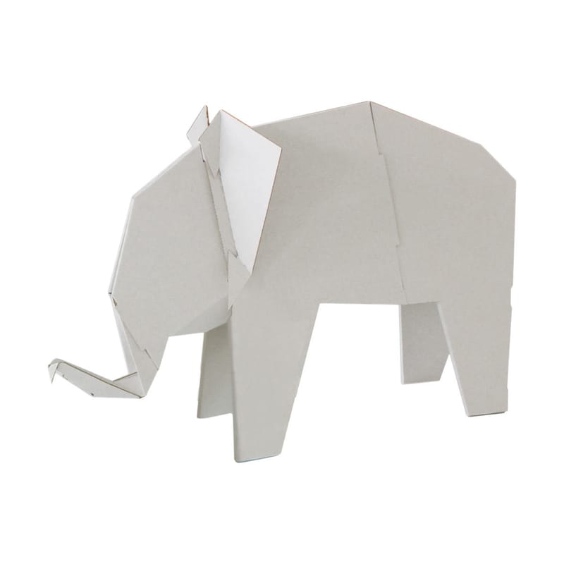 Öko-Design - Lokale Produktion - Figur My Zoo Eléphant papierfaser weiß / Small - L 53 x H 33 cm - Magis - Weiß - Hartpappe