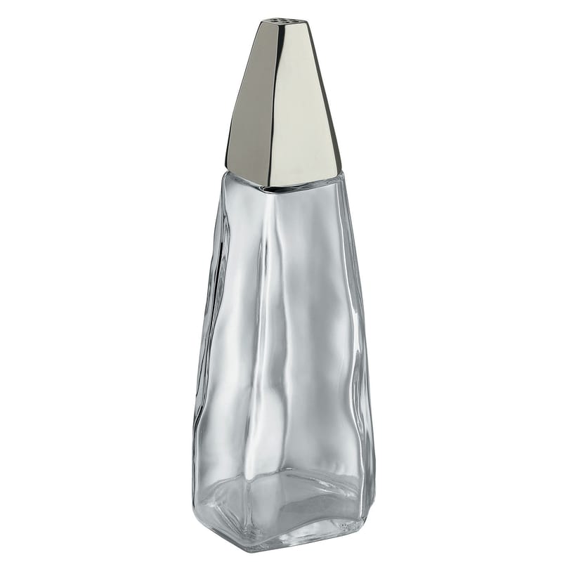 Table et cuisine - Sel, poivre et huile - Salière / H 13,7 cm verre transparent métal - Alessi - Transparent / Acier - Acier inoxydable, Verre