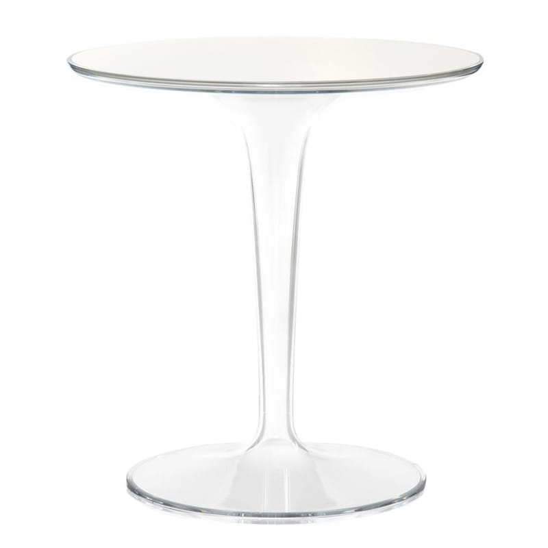 Mobilier - Tables basses - Table d\'appoint Tip Top Glass verre plastique blanc - Kartell - Blanc / Pied cristal - PMMA, Verre