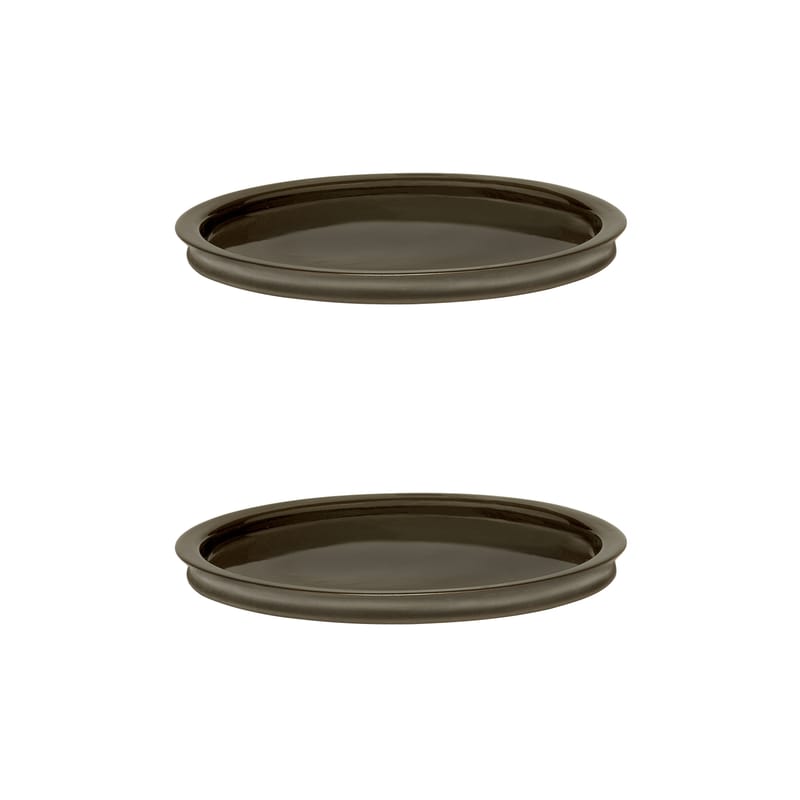 Table et cuisine - Assiettes - Assiette à dessert Dune céramique marron / By Kelly Wearstle - Set de 2 - Ø 23 cm - Serax - Marron Ardoise - Porcelaine