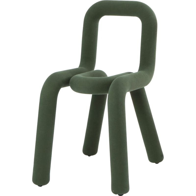 Mobilier - Chaises, fauteuils de salle à manger - Chaise rembourrée Bold tissu vert - Moustache - Vert foncé - Acier, Mousse polyuréthane, Tissu