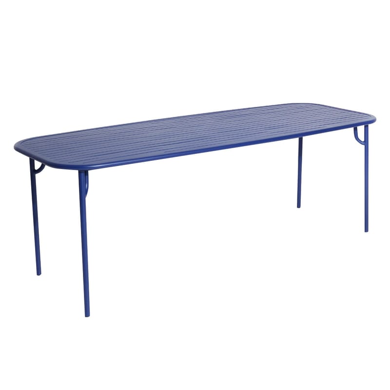 Outdoor - Garden Tables - Week-End Rectangular table metal blue / 220 x 85 cm - Aluminium - Petite Friture - Blue - Powder coated epoxy aluminium