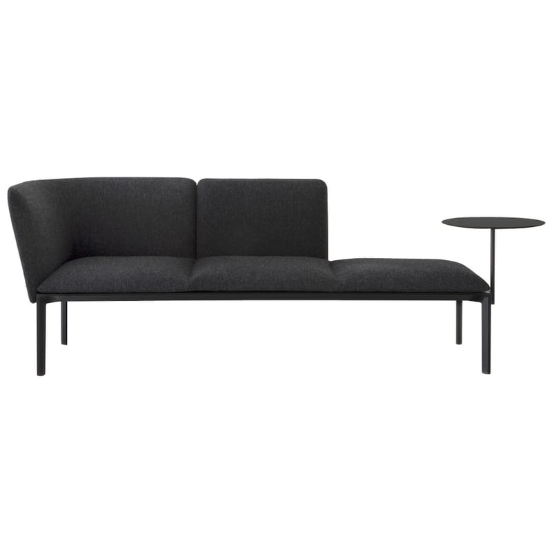 Furniture - Sofas - ADD Straight sofa metal textile grey black 3 seats - Removable shelf - L 187 cm - Lapalma - Anthracite Grey / Black structure - Kvadrat fabric, Lacquered metal, Polyurethane foam