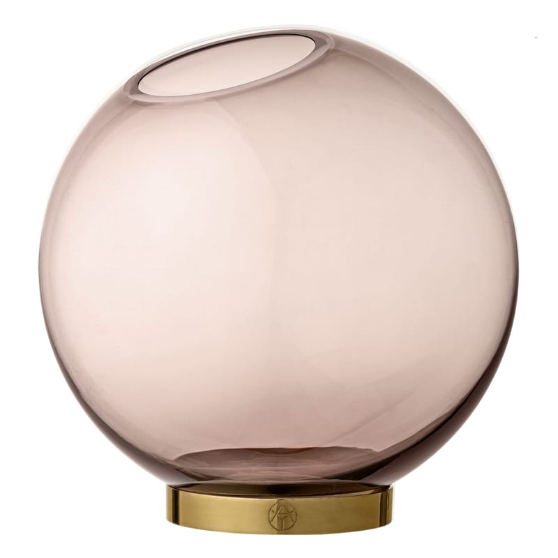 Décoration - Vases - Vase Globe Large métal verre rose / Ø 21 cm - laiton - AYTM - Rose / Rose doré - Aluminium, Verre soufflé