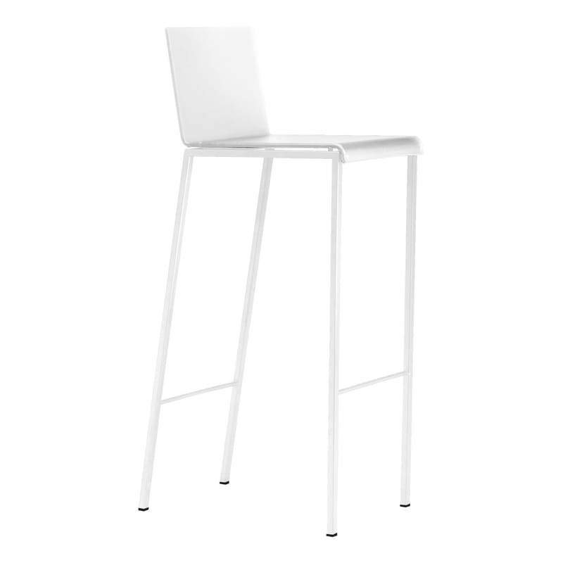 Mobilier - Tabourets de bar - Chaise de bar Bianco   Mat / H 80 cm - Zeus - Blanc mat / Pieds blancs - H assise 80 cm - Acier, Résine acrylique