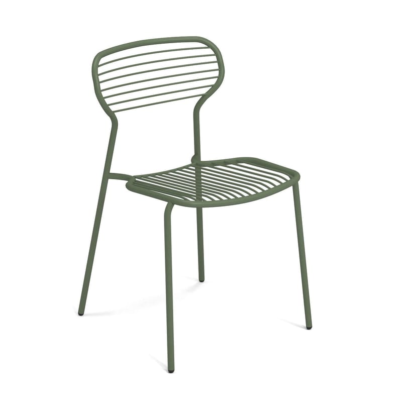 Mobilier - Chaises, fauteuils de salle à manger - Chaise empilable Apero métal vert - Emu - Vert militaire - Acier verni
