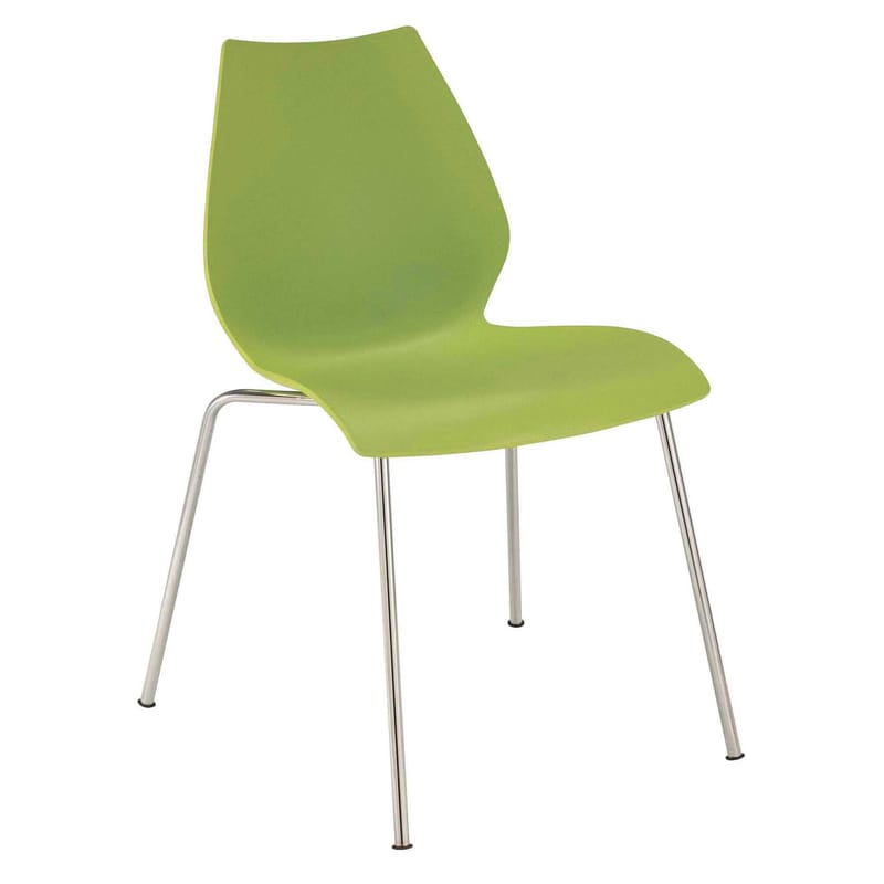 Mobilier - Chaises, fauteuils de salle à manger - Chaise empilable Maui plastique vert - Kartell - Vert / Pieds chromés - Acier chromé, Polypropylène