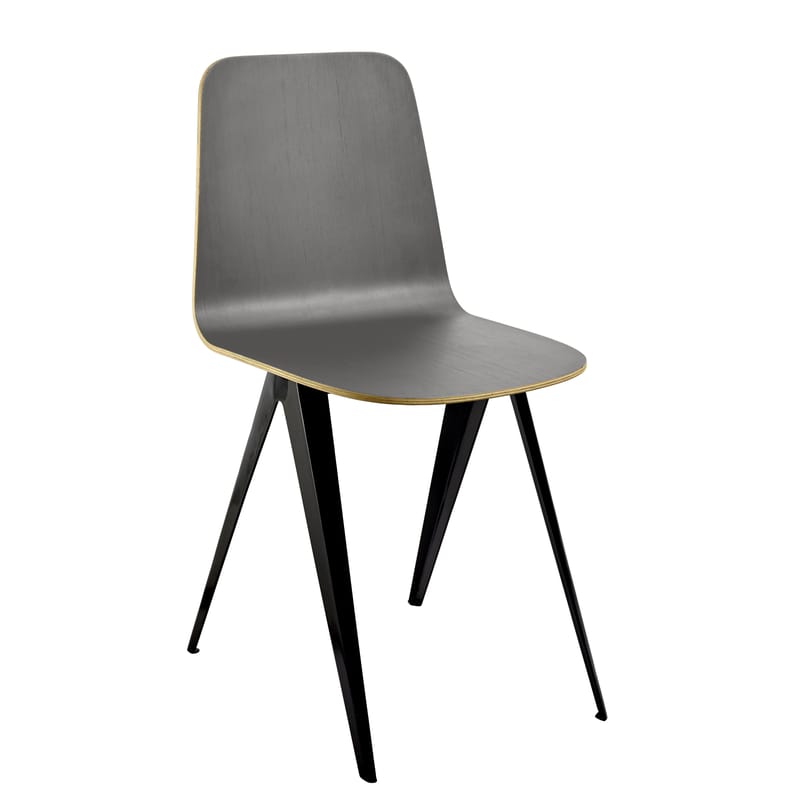 Mobilier - Chaises, fauteuils de salle à manger - Chaise Sanba   / 40 x 50,5 cm - Serax - Gris & or / Pied noir - Acier, Mélamine, Polyuréthane