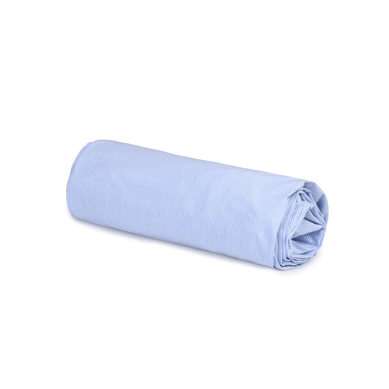 Décoration - Textile - Drap-housse 160 x 200 cm  tissu bleu / Percale lavée - Au Printemps Paris - 160 x 200 cm / Rayé bleu - Percale de coton lavée