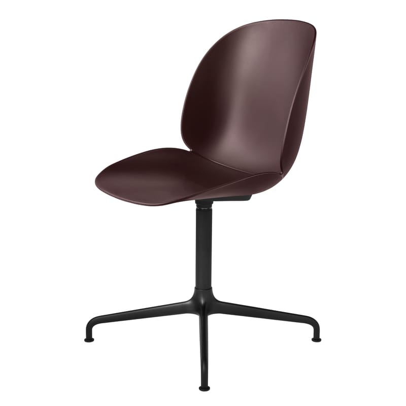 Arredamento - Sedie  - Girevole sedia Beetle materiale plastico rosso / Gamfratesi - Gubi - Bordò / Gambe nere - Acciaio laccato, Polipropilene