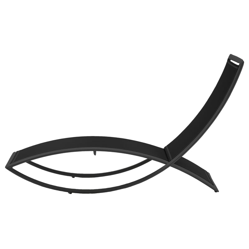 Outdoor - Sun Loungers & Hammocks - Fish Reclining chair metal black - EGO Paris - Black fabric / black structure - Batyline cloth, Lacquered aluminium