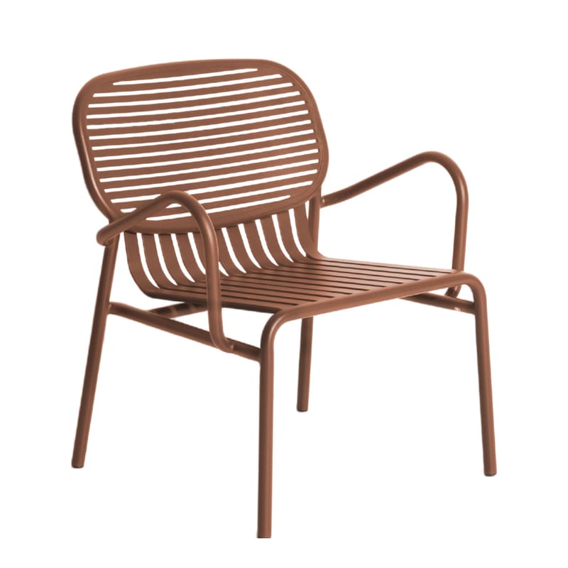 Furniture - Armchairs - Week-end Stackable low armchair metal brown / Stackable - Aluminium - Petite Friture - Terracotta - Aluminium