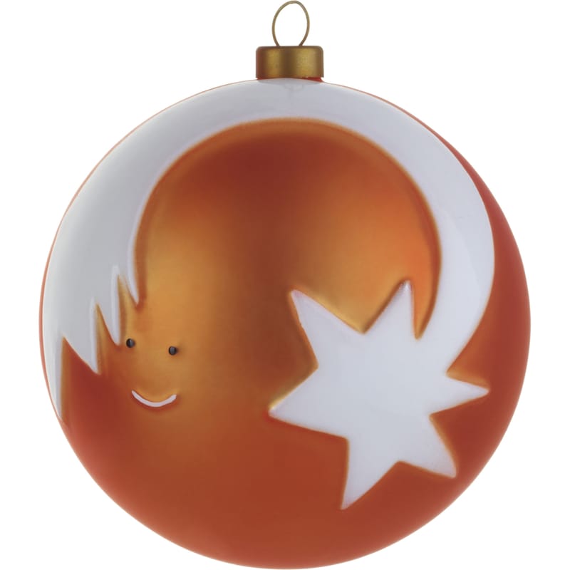 aktion - Top Angebote - Weihnachtskugel Stella Cometta glas orange / Sternschnuppe - Alessi - Sternschnuppe - orange & weiß - mundgeblasenes Glas