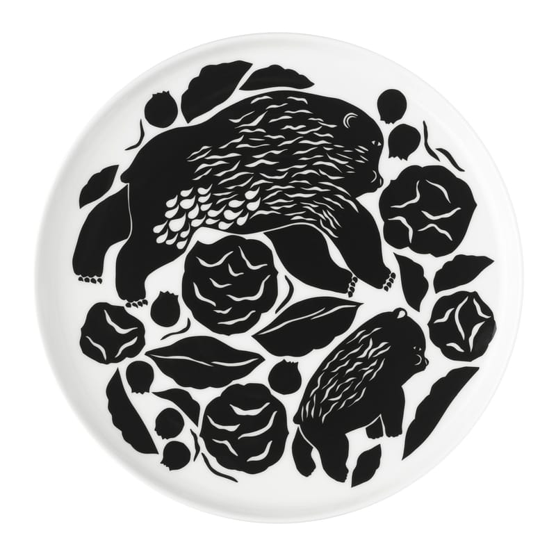 Table et cuisine - Assiettes - Assiette à dessert Karhuemo céramique vert / Ø 20 cm - Marimekko - Karhuemo / Vert - Grès