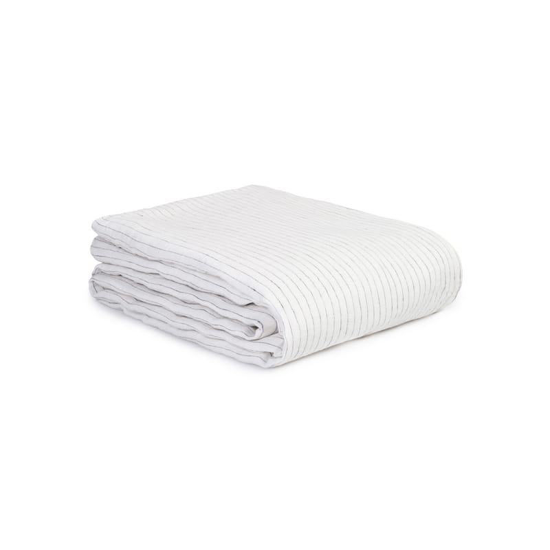 Dekoration - Wohntextilien - Bettbezug 200 x 200 cm  textil beige / 200 x 200 cm - Leinen gewaschen - Au Printemps Paris - Naturweiß gestreift - Gewaschenes Leinen