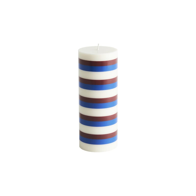 Décoration - Bougeoirs, photophores - Bougie bloc Column Medium cire multicolore / Ø 7 x H 20 cm - Hay - Marron / Bleu - Huile, Stéarine