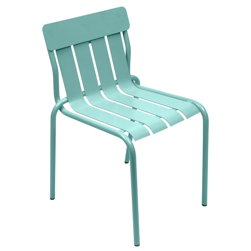 Mobilier - Chaises, fauteuils de salle à manger - Chaise empilable Stripe métal bleu / Par Matali Crasset - Fermob - Bleu Lagune - Aluminium