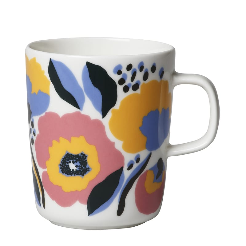 Table et cuisine - Tasses et mugs - Mug Rosarium céramique bleu rose multicolore / 25 cl - Marimekko - Rosarium / Rose & bleu - Grès