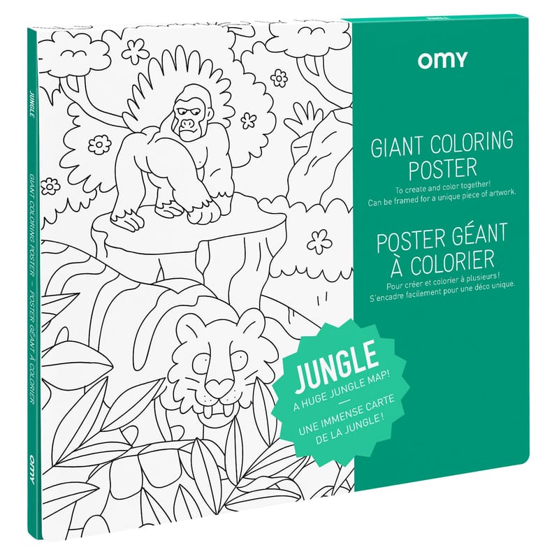 Décoration - Pour les enfants - Poster à colorier Jungle papier blanc noir / 100 x 70 cm - OMY Design & Play - Jungle - Papier recyclé