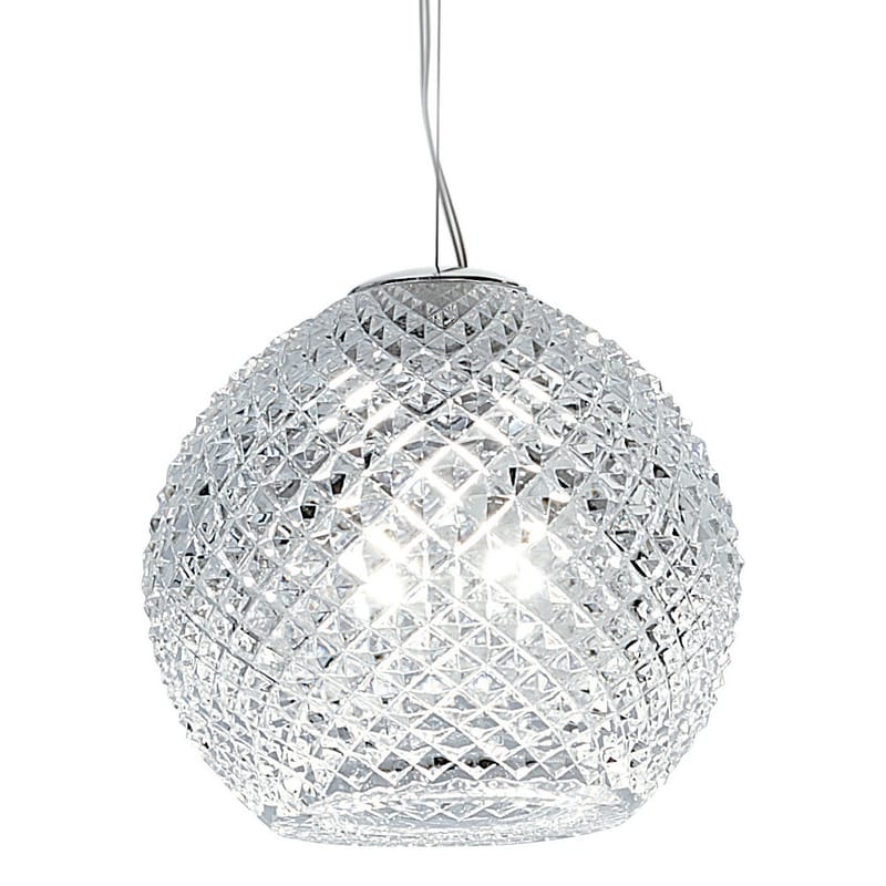 Luminaire - Suspensions - Suspension Diamond Swirl verre transparent Ø 18 cm - Fabbian - Cristal - Ø 18 cm - Verre