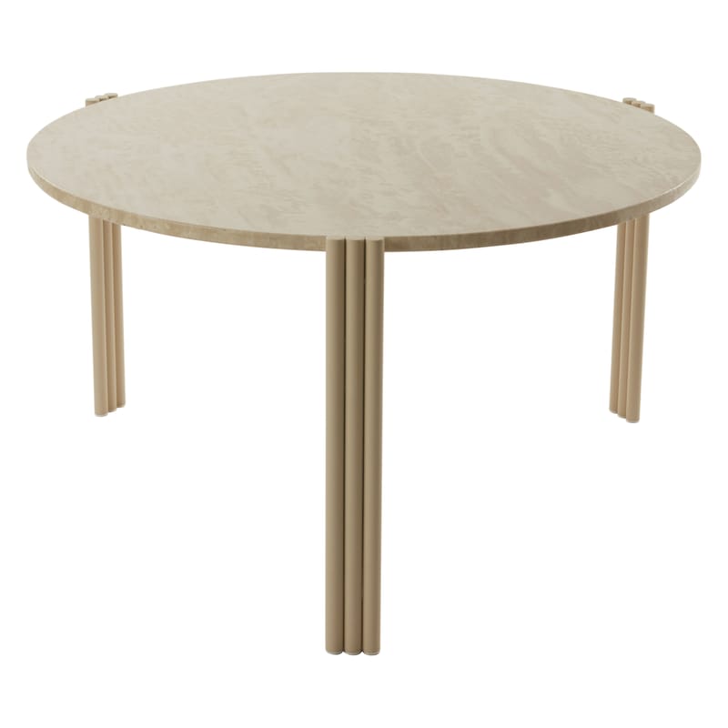 Mobilier - Tables basses - Table basse Tribus pierre beige / Ø 80 x H 45 cm - Travertin - AYTM - Travertin beige / Sable - Acier, Pierre Travertin