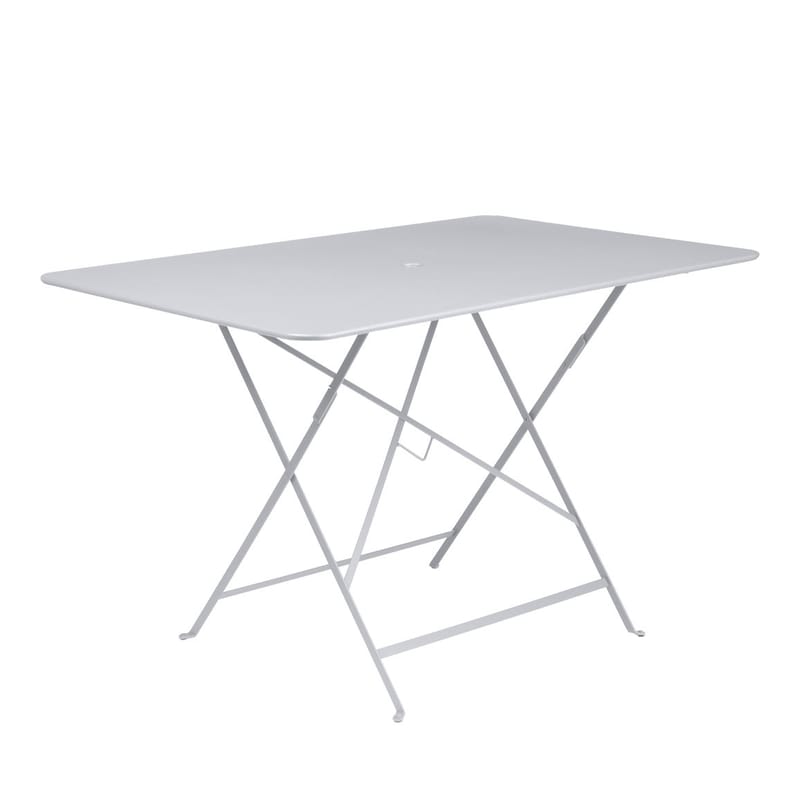 Jardin - Tables de jardin - Table pliante Bistro métal blanc / 117 x 77 cm - 6 personnes - Trou parasol - Fermob - Blanc coton - Acier peint