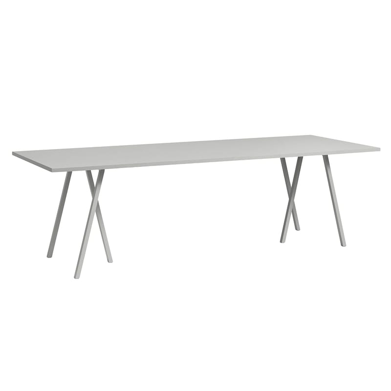 Mobilier - Tables - Table rectangulaire Loop / L 200 cm - Stratifié finition linoleum - Hay - Gris - Acier laqué