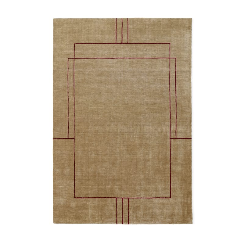 Dekoration - Teppiche - Teppich Cruise AP12 textil braun beige / 200 x 300 cm - Handgewebt - &tradition - Goldbraun / Rote Linien - Soie de bambou, Viskose, Wolle