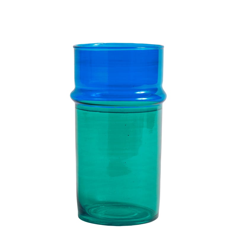 Décoration - Vases - Vase Moroccan Large verre vert bleu / Ø 14 x H 29 cm - Hay - Vert & bleu - Verre soufflé recyclé