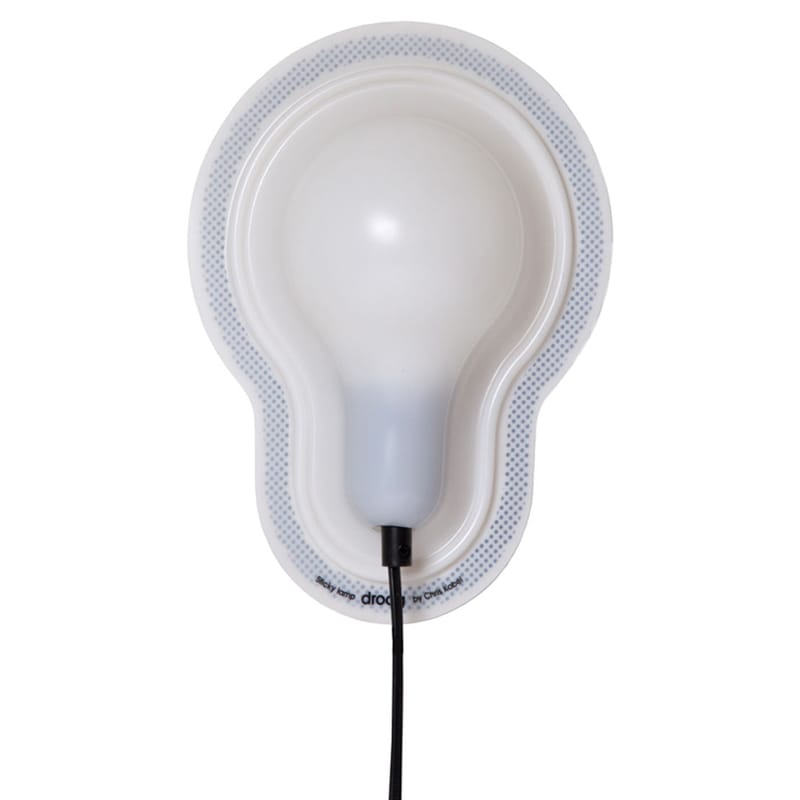 Luminaire - Appliques - Applique Sticky Lamps plastique blanc adhésive - DROOG DESIGN - POP CORN - Blanc / Câble noir - PVC