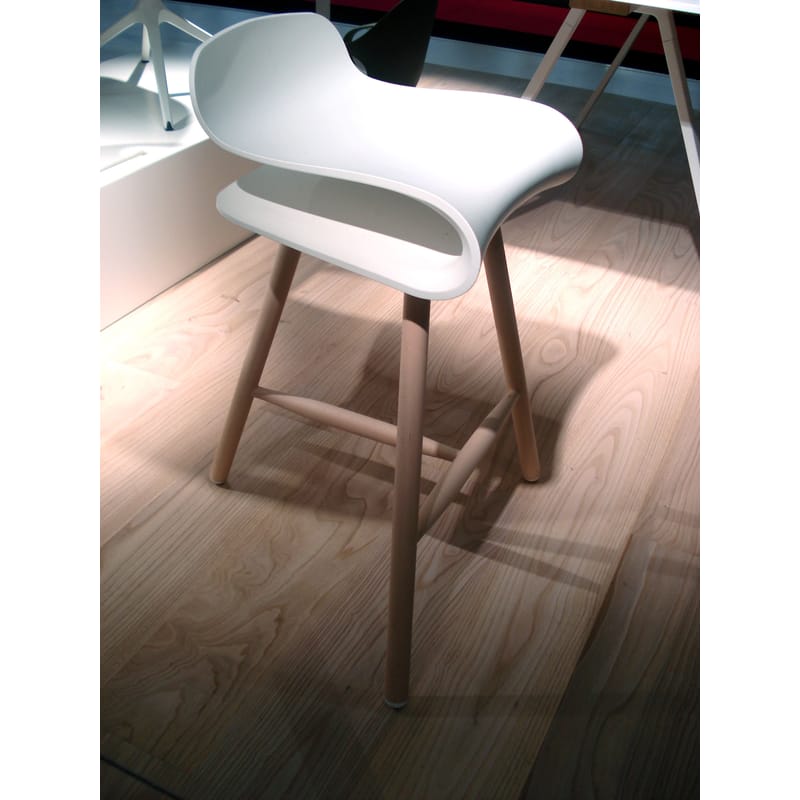 Wood stool cheap white legs