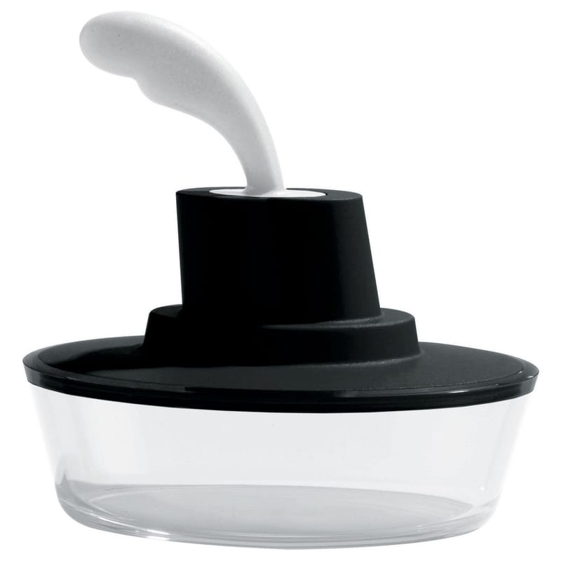 Tisch und Küche - Gute Laune Accessoires - Butterdose Ship Shape plastikmaterial schwarz integriertes Messer - Alessi - Schwarz - Plastikmaterial