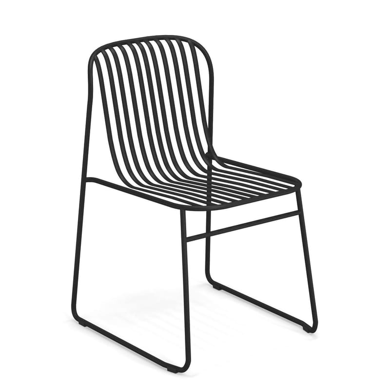 Mobilier - Chaises, fauteuils de salle à manger - Chaise empilable Riviera métal noir - Emu - Noir - Acier verni