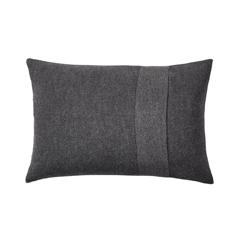 Decoration - Cushions & Poufs - Layer Cushion textile grey / Hand-knitted baby llama wool - 60 x 40 cm - Muuto - Dark grey -  Plumes, Baby llama wool, Cotton