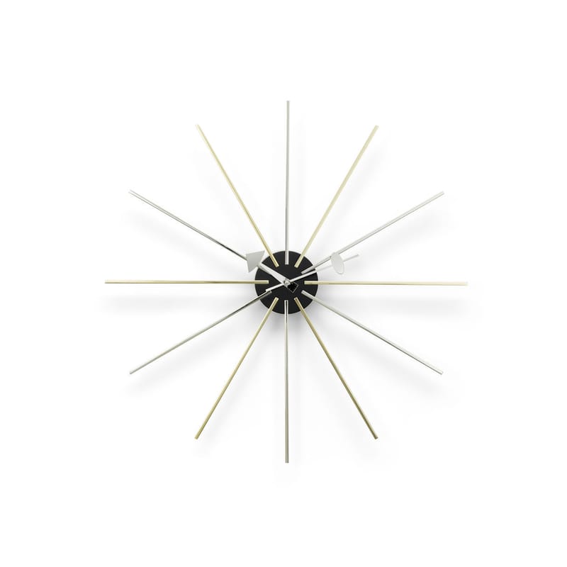 Décoration - Horloges  - Horloge Star Clock or argent métal / By George Nelson, 1948-1960 / Ø 61 cm - Vitra - Chromé, laiton & noir - Métal