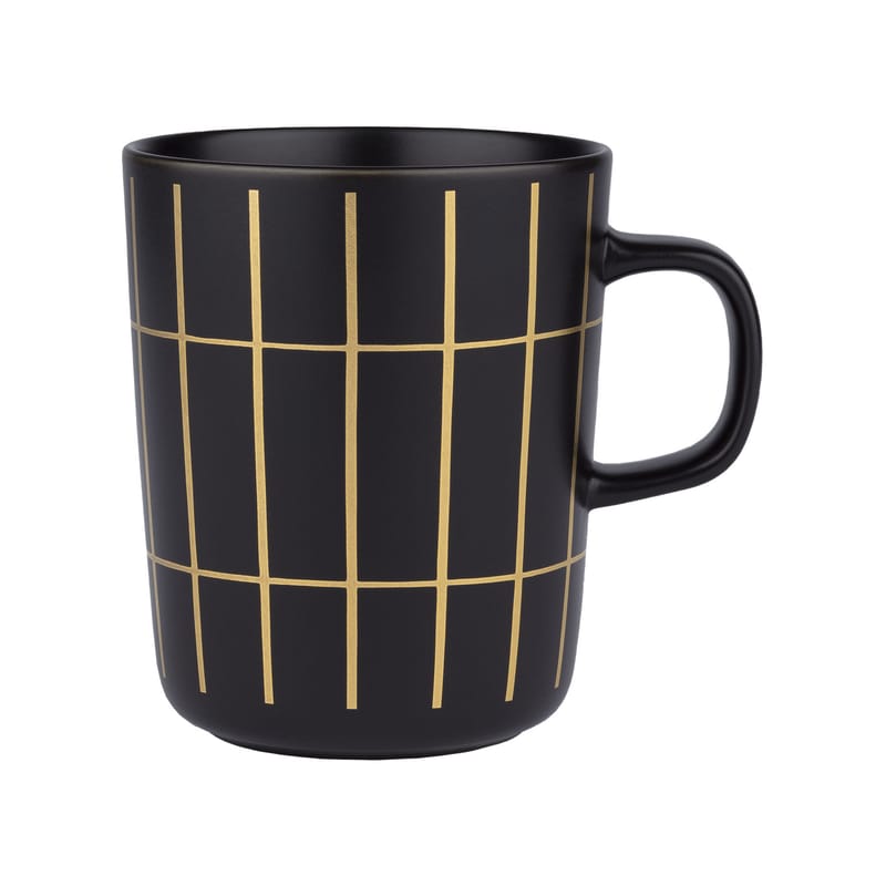 Table et cuisine - Tasses et mugs - Mug Tiiliskivi céramique noir / 25 cl - Marimekko - Tiiliskivi / Noir & or - Grès
