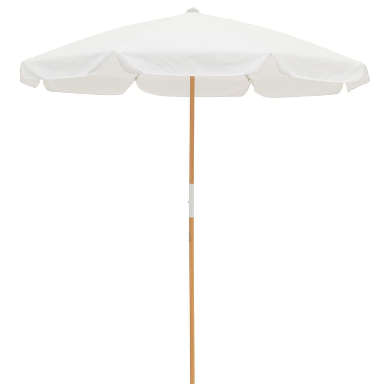 Jardin - Parasols - Parasol The Amalfi tissu blanc / Ø 230 cm - BUSINESS & PLEASURE - Blanc / Antique - Aluminium, Bois lamellé-collé de récupération, Fibre de verre, Toile outdoor