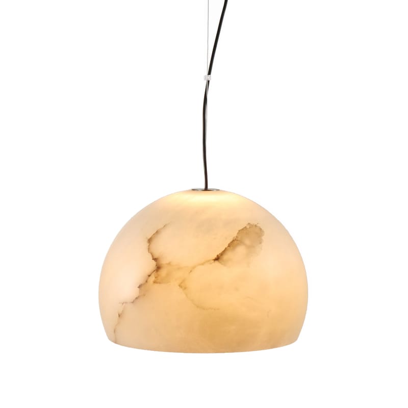Luminaire - Suspensions - Suspension Neil XXL pierre blanc / LED - Ø32 cm - Albâtre - Carpyen - Nickel / Albâtre blanc - Albâtre