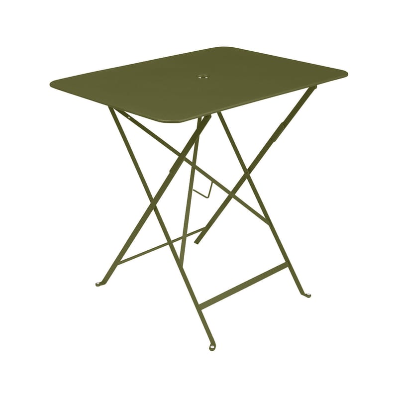 Jardin - Tables de jardin - Table pliante Bistro métal vert / 77 x 57 cm - 4 personnes / Trou parasol - Fermob - Pesto - Acier laqué