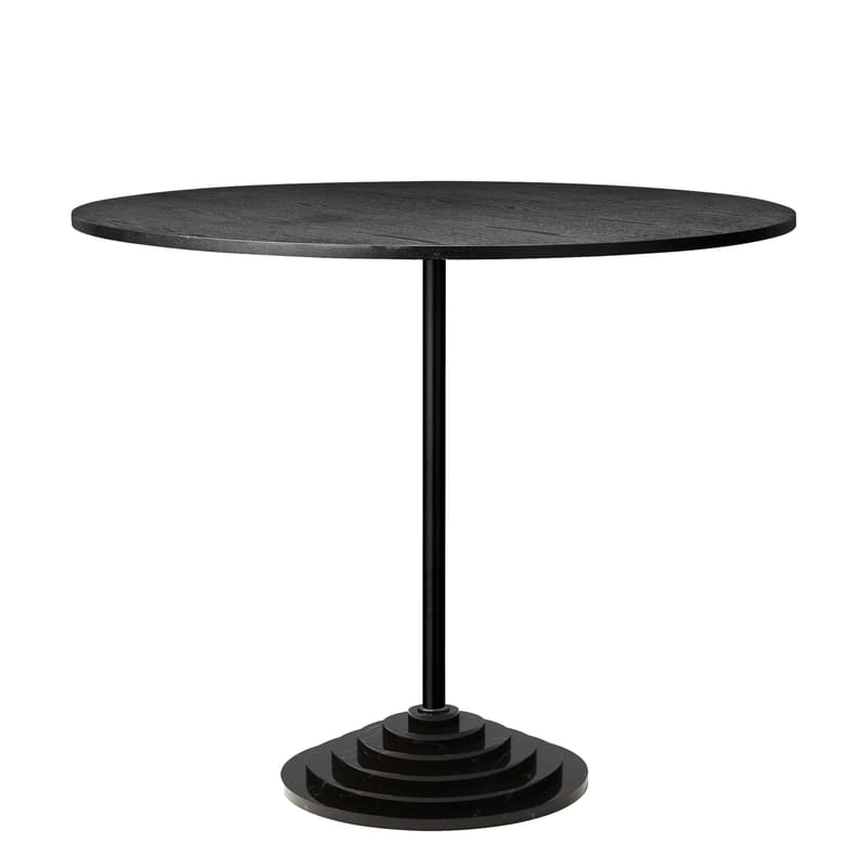 Mobilier - Tables - Table ronde Solus   / Ø 90 cm - Base marbre - AYTM - Ø 90 cm / Noir - Contreplaqué laqué, Fer laqué, Marbre