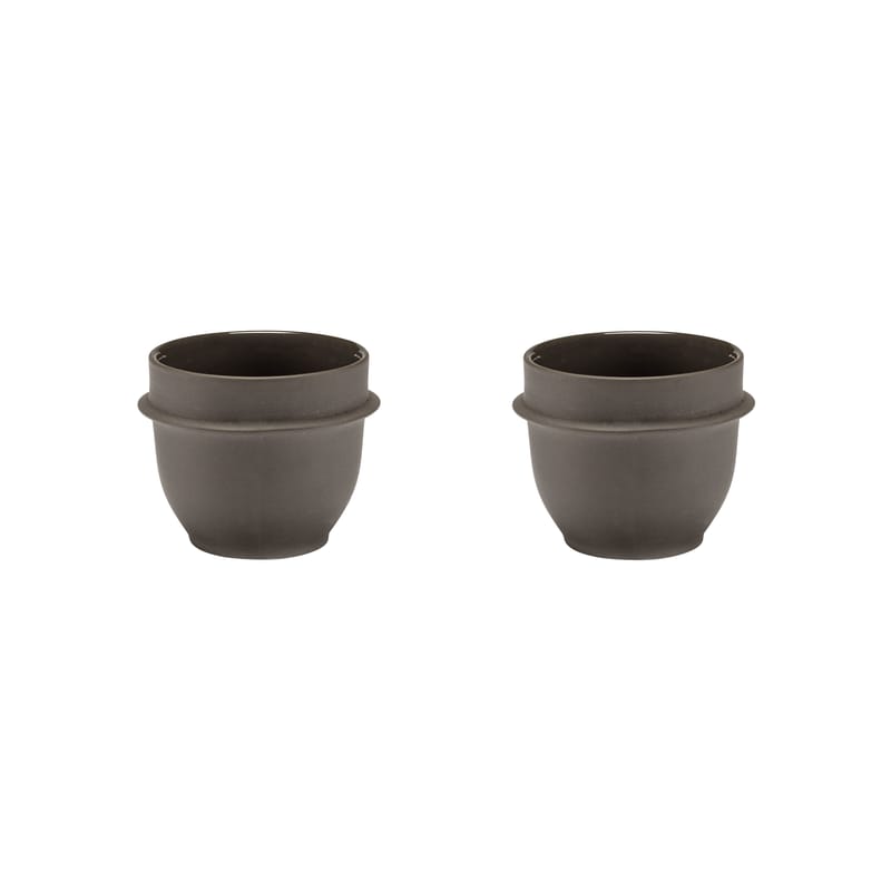 Table et cuisine - Tasses et mugs - Tasse à espresso Dune céramique marron / By Kelly Wearstle - Set de 2 - Ø 7,5 x H 6 cm - Serax - Marron Ardoise - Porcelaine