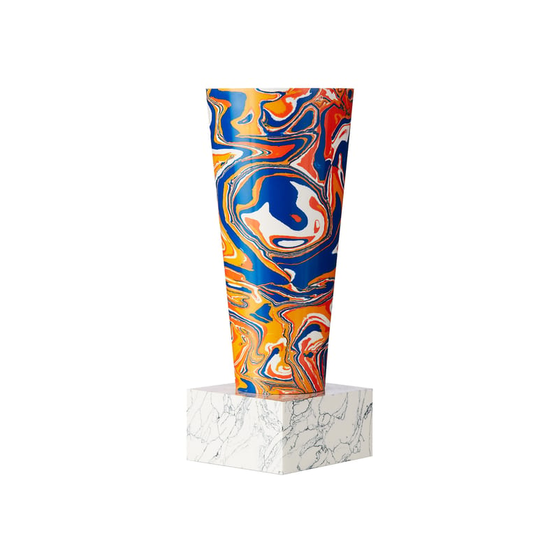 Décoration - Vases - Vase Swirl Stem plastique matériau composite multicolore / 9 x 9 x H 23 cm - Effet marbre - Tom Dixon - Ø 9 x H 23 cm - Poudre de marbre recyclée, Résine