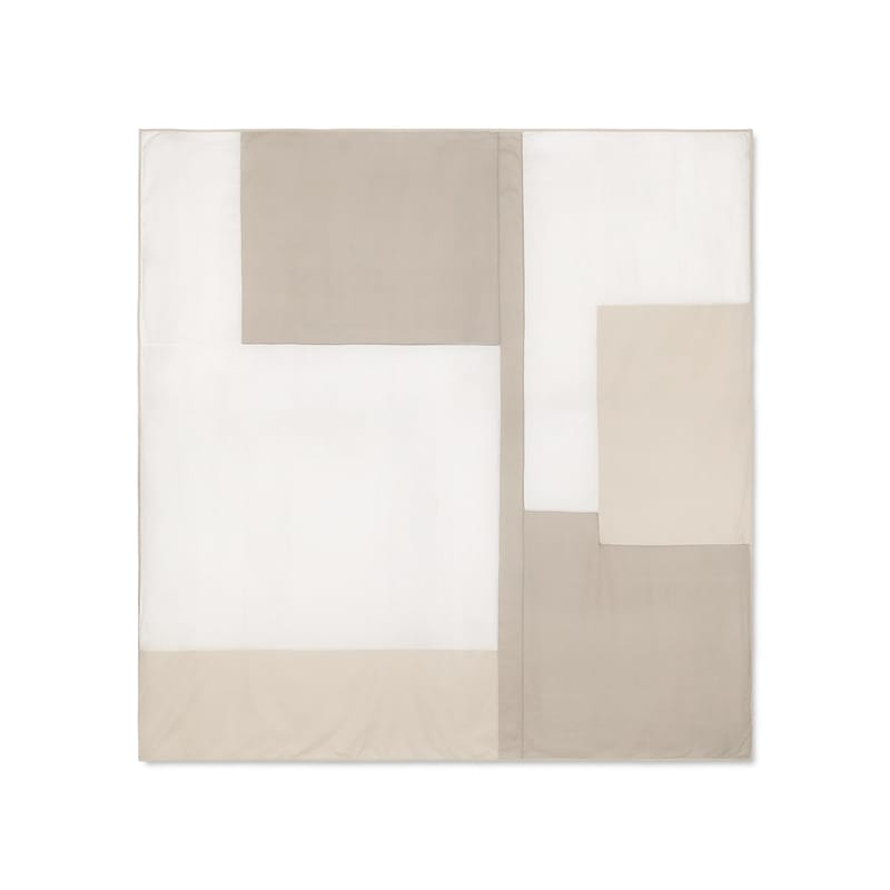 Dossiers - Les bonnes affaires DE - Dessus de lit Part tissu blanc beige / 250 x 250 cm - Patchwork lin & coton - Ferm Living - Blanc cassé / beige - Coton biologique, Lin