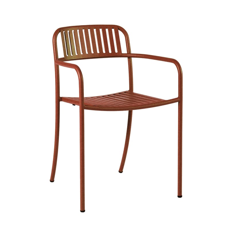 Mobilier - Chaises, fauteuils de salle à manger - Fauteuil empilable Patio Lames métal rouge orange / Lattes - Tolix - Rouille Fauve - Acier inoxydable
